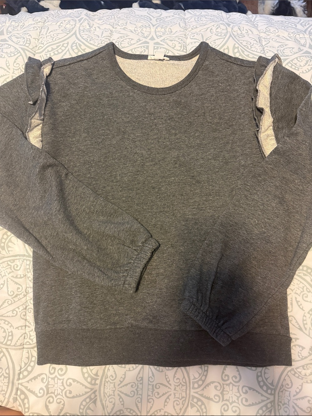 Girl’s Crewcuts Gray Ruffle-Trim Sweatshirt